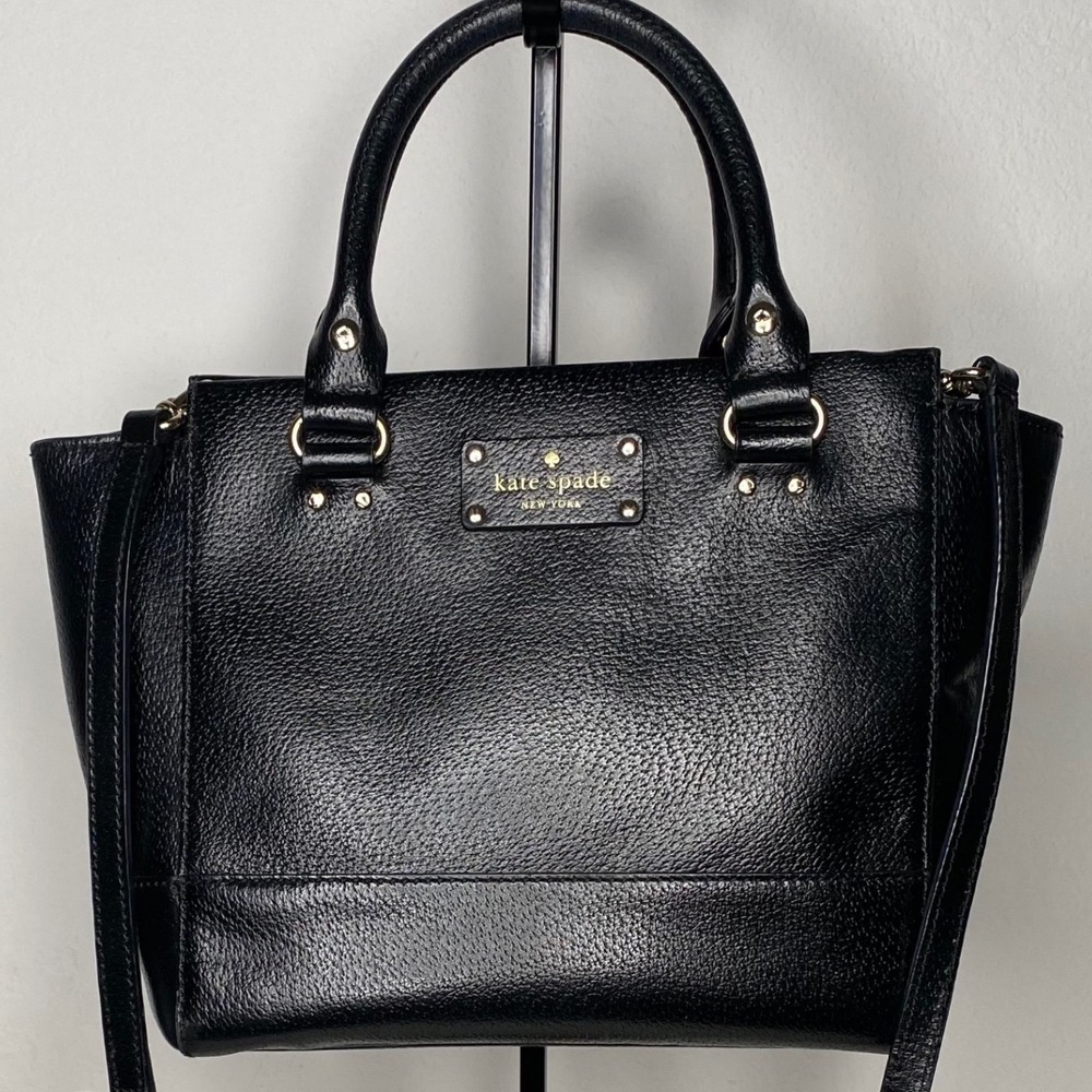 Kate Spade Wellesley Camryn Small Black Pebbled Leather‎ Satchel Crossbody Bag